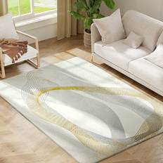 White Carpets & Rugs Homcom Machine Washable Area Rug 120cm x 170cm White