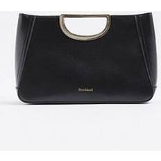 Black Clutches River Island Metal Handle Clutch Bag - Black