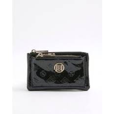 River Island Embossed Monogram Patent Purse - Black