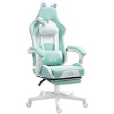 Gaming Chair With Footrest Light Blue