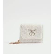 Girls Cream Borg Bow Purse