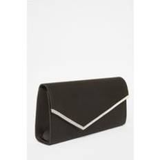 Polyester Clutches Quiz Black Diamante Clutch - Black
