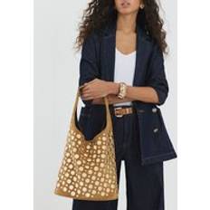 Bucket Bags River Island Faux Suede Studded Bucket Shoulder Bag - Brown