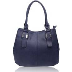 PU Leather Shoulder Handbag - Navy