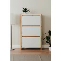 Stilren Skohylla Vit Ek 70x25x125 cm