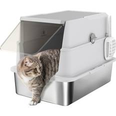 Cat litter tray large Pawhut Extra Large Stainless Steel Cat Litter Tray XL