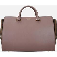 Burberry Läderhandväska Med Frontlogo - Grå
