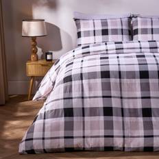OHS Farmers Check Tartan Brushed Cotton Set Duvet Cover Beige