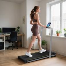 Treadmills Sportnow Folding Treadmill Under Desk Walking Pad with Incline Silver Tone