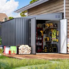 Metal bike shed AECOJOY Outdoor Metal Wall Side Bike Shed 246.6cm W x 300cm D x 197.5cm H (Building Area )