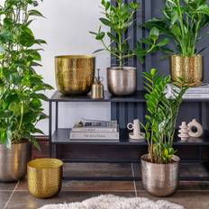 Felix Hammered Metal Bronze Planter Set of 3 Silver