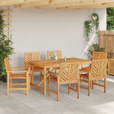 Garden 6 Pcs Brown Medium Solid Wood