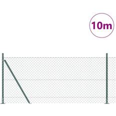Metal Trådhegn vidaXL Kædehegn med Pæle Grøn 0.8 x 10 m Stål