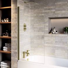 Bathtub Screens & Front Panels Taurus Brushed Brass Hinged Shower Bath Screen 1450 x 775mm