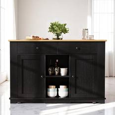 Ebern Designs Kitchen Island Trolley Equipped With Power Strip - Black