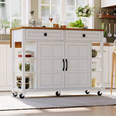 Wood Kitchen Island - White
