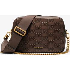 Michael Kors Medium Logo Embossed Burnished Leather Crossbody Bag - Brown