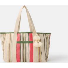 Dame Strandtasker på tilbud Accessorize Womens Stripe Canvas Tote Bag - Multi