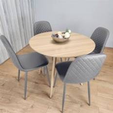 Beige Dining Sets Kosy Koala Wooden Effect Beige Round Table Dining Set 4pcs