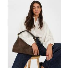 Slouchy Suedette Handbag - Brown