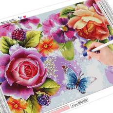Water Resistant Crafts Fiyo 5D Diamond Painting Flower Rhinestone 20x30cm