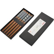 Bamboo Chopsticks Sodial Natural Bamboo Reusable 5 Pairs Chopsticks