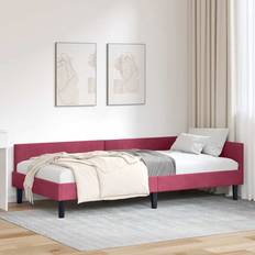 Senge & Madrasser vidaXL Hjørnesengramme Vinrød 90 x 200 cm Velour Sengeramme