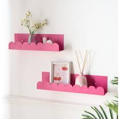 Pink Shelves OHS Set of 2 Hot Pink Scallop Shelves Wall Shelf 2pcs