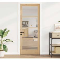 PVC Inderdøre vidaXL Indvendig Dør Med Glas Brun 83 211 cm Inderdør Klart glas (x)