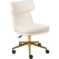 Metal - White Office Chairs Beliani Boucle Upholstered Armless Desk Office Chair