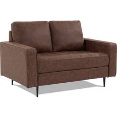 Corner Sofas - Faux Leathers Borough Wharf Faux Leather Square Arm Loveseat Brown Sofa