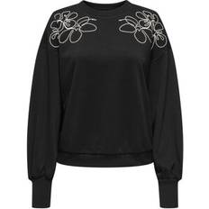 Blommiga - Dam Tröjor Only Sweatshirt Onlbrooke - Svart Vit