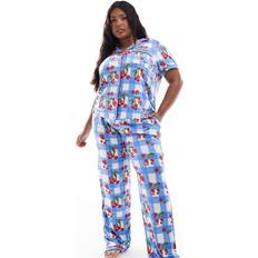 Curve Bärfärgad Pyjamas Med Byxor Och Kortärmad Skjorta - Picknicksfilt Mönster