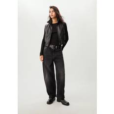 Skind Veste Stradivarius Sort Læderlook Vest Med Matchende Ribstrik
