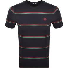 Fred Perry Natural Tops Fred Perry Fine Stripe T Shirt - Navy
