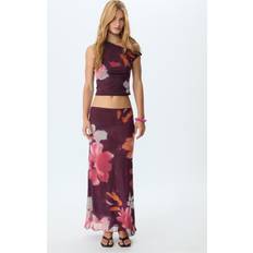 Purple Skirts Stradivarius Printed Tulle Midi Skirt - Purple