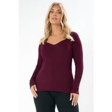 Brown - Women Jumpers Yours Curve Sweetheart Neck Jumper Plus Size - Burgundy