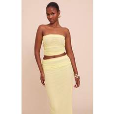 PrettyLittleThing Chiffon Mesh Bandeau Top - Lemon