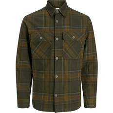 Jack & Jones Ventilerende Skjorter Jack & Jones Rayle Melange Check Overshirt, Peat, L