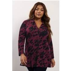Oxford Shirts - Women Yours Abstract Print Jersey Shirt Curve - Burgundy