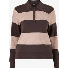 Zizzi Sweatere Zizzi Pullover caElla LS Polo - Mørkelilla/Lyserød