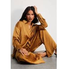 Gold Tops Warehouse Hammered Satin Oversized Shirt - Gold