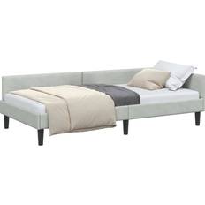 Senge & Madrasser vidaXL Hjørnesengramme Lysegrå 100 x 200 cm Velour Sengeramme