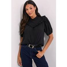 Dorothy Perkins Frill Neck Puff Sleeve Top Top - Black