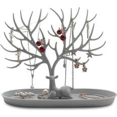 Grey Jewellery Stands Kikidex Antlers Three-tier Jewellery Stand With Drawers - Gray