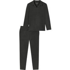 Fleece Pyjamasser Schiesser Selected Premium Warming Pyjama Baumwolle - Dunkelgrau
