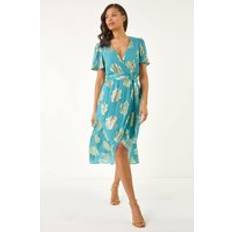 Wrap-Around Dresses Roman Jacquard Midi Wrap Dress - Blue