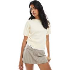Women - Yellow T-shirts New Look Knitted T-Shirt Light Yellow Short Sleeve - Yellow