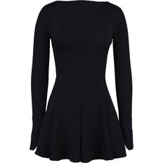 Boat Neck Dresses House of CB Francesca Godet Mini Dress London Based - Black