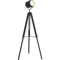 Adjustable arm Floor Lamps & Ground Lighting Homcom Industrial Tripod Wood Height Floor Lamp